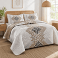 Brown Boho Quilt Set Queen Aztec Texture Reversible Bedspread - Walmart.com