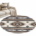 thumbnail image 1 of Brown Boho Round Rug 3.3ft Area Rug Washable Soft Non-Slip 3.3' Circle Low Pile Rugs Southwestern Ethnic Aztec Retro Geometric Carpet for Bedroom Living Room Entryway Home Office Dining Room, 1 of 9