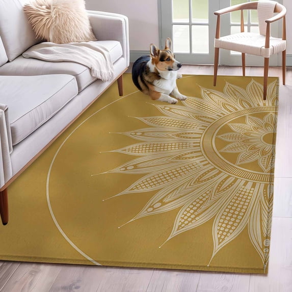 Brown Boho Runner Rug 2.7x5 FT, Non Slip Entryway Carpet, Middle Century Abstract Floral Ethnic Art Washable Soft Floor Carpet Entrance Mat Non-Shedding Throw Rug for Hallway Laundry Room Bedside