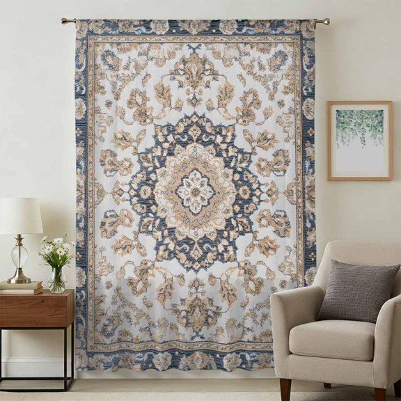 Brown Boho Sheer Curtains 45 Inches Long, Southwest Aztec Abstract Motifs Florals Light Filering Curtains, Breathable Simi Curtain Privacy Drapes for Kitchen Bathroom Small Window Treatment