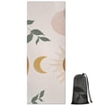 thumbnail image 1 of Brown Boho Sun, Moon and Plant Pattern Hot Yoga Mat Towel Non Slip for Hot Yoga - Quick-Drying Yoga Mat Cover with 4 Corner Pockets with Travel Bag - Hot Yoga Towel Non Slip 74"x26", 1 of 6