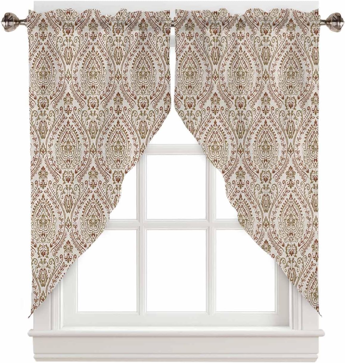 Brown Boho Swag Curtains For Living Room/bedroom Modern Geometric