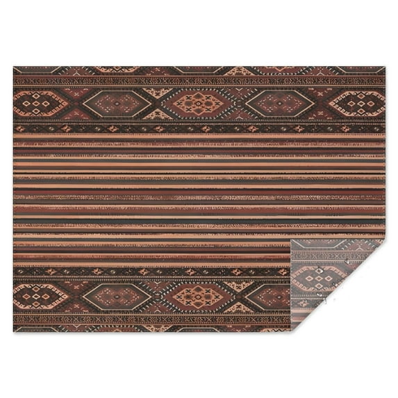 Brown Boho Tribal Hexagons and Stripes Pattern Rectangle Tablecloth 60"x84",Waterproof Polyester Rectangle Table Cloth, Wipeable Spillproof Polyester Tablecloth for Dining, Camping, Indoor and Outdoor