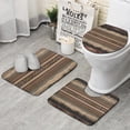 thumbnail image 1 of Brown Boho Tribal Trees and Diamonds Pattern Bathroom Rugs Sets 3 Piece,Toilet Cover Set,Absorbent Non Slip Bathroom Mats Sets with U-Shaped Contour Rug Toilet Rug Set, 1 of 5