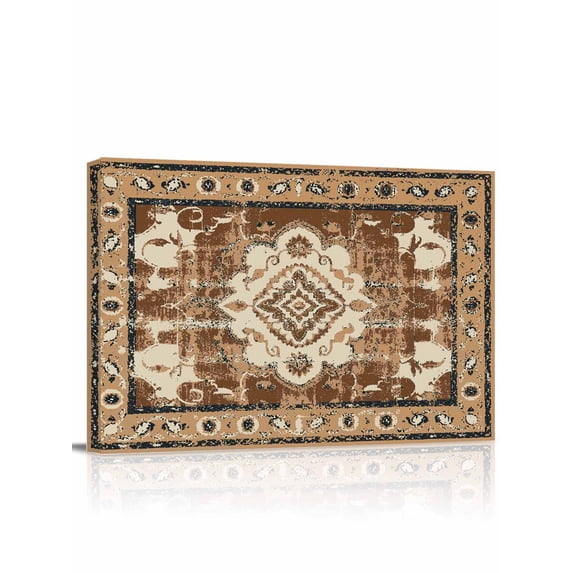 Brown Boho Wall Art for Living Room,Canvas Picture Wall Decor for Bathroom Bedroom,Retro Western Rustic Ethnic Tribal Patterns Painting Artwork for Office Kitchen Hallway Dining Room Decor 20"x24"