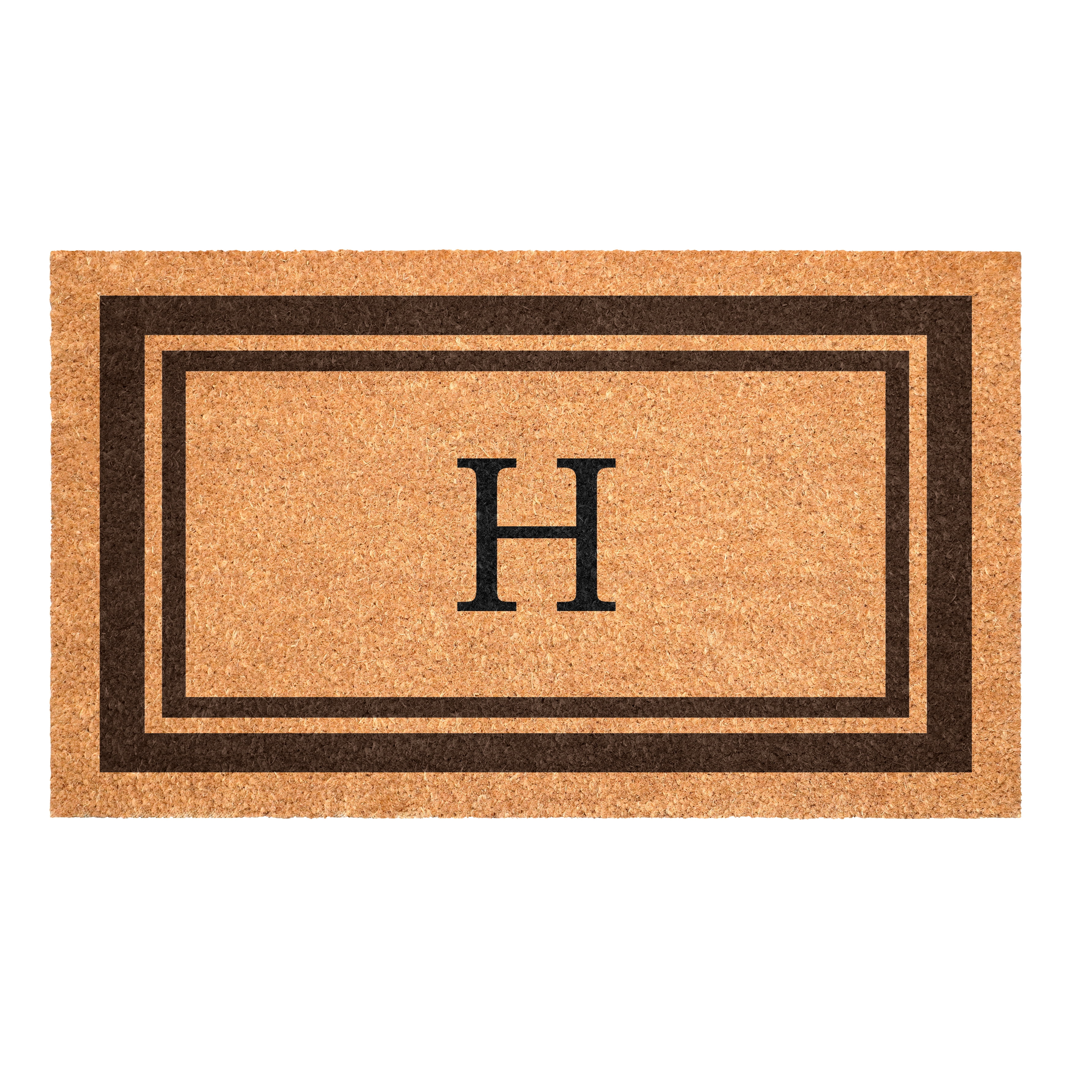 Brown Border Monogram Doormat (Letter H)