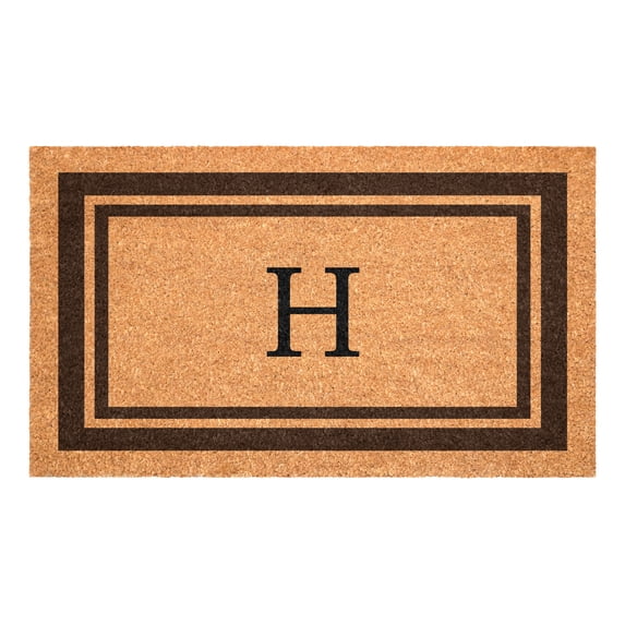 Brown Border Monogram Doormat (Letter H)