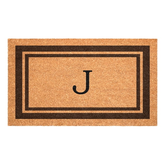 Brown Border Monogram Doormat (Letter J)
