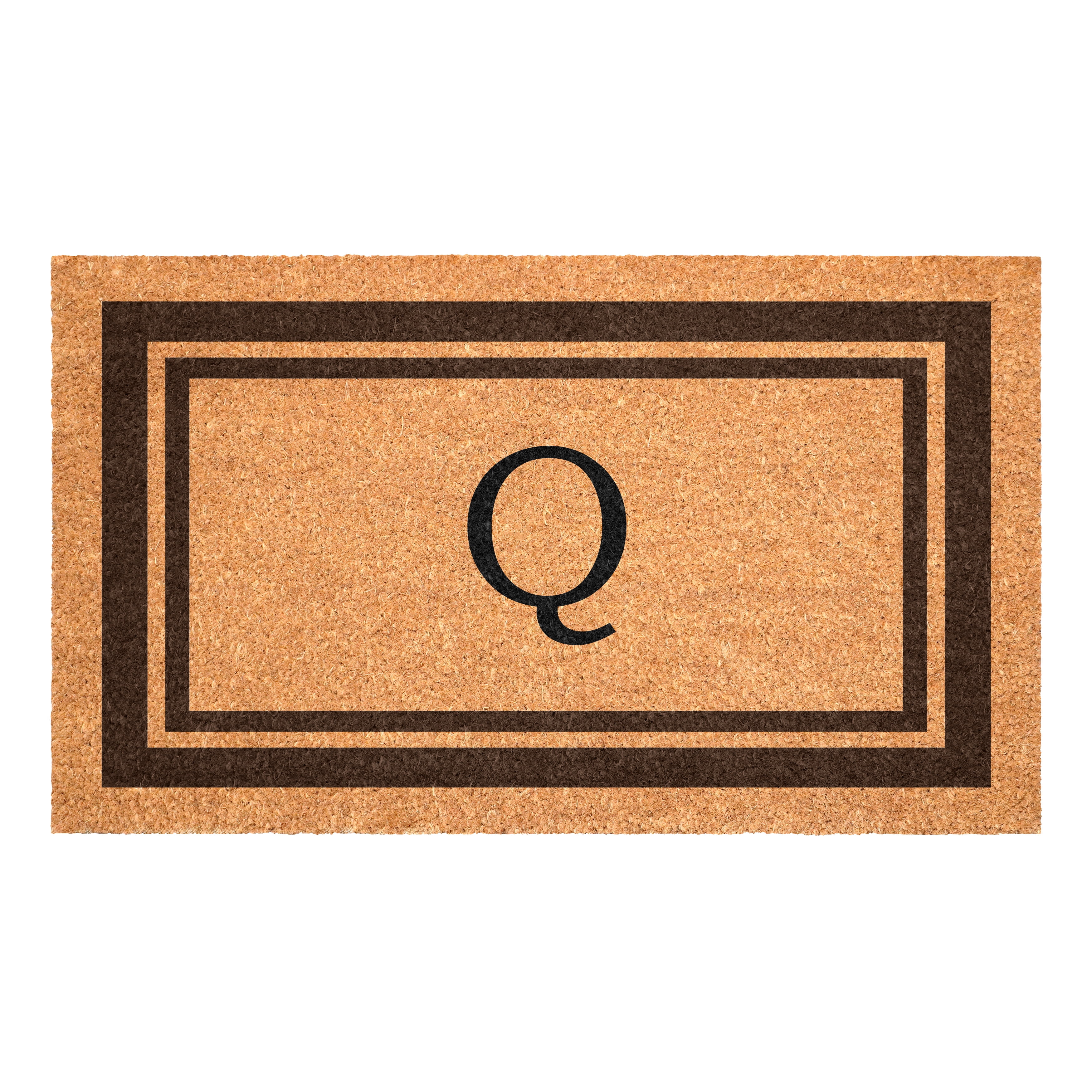 Brown Border Monogram Doormat (Letter Q)