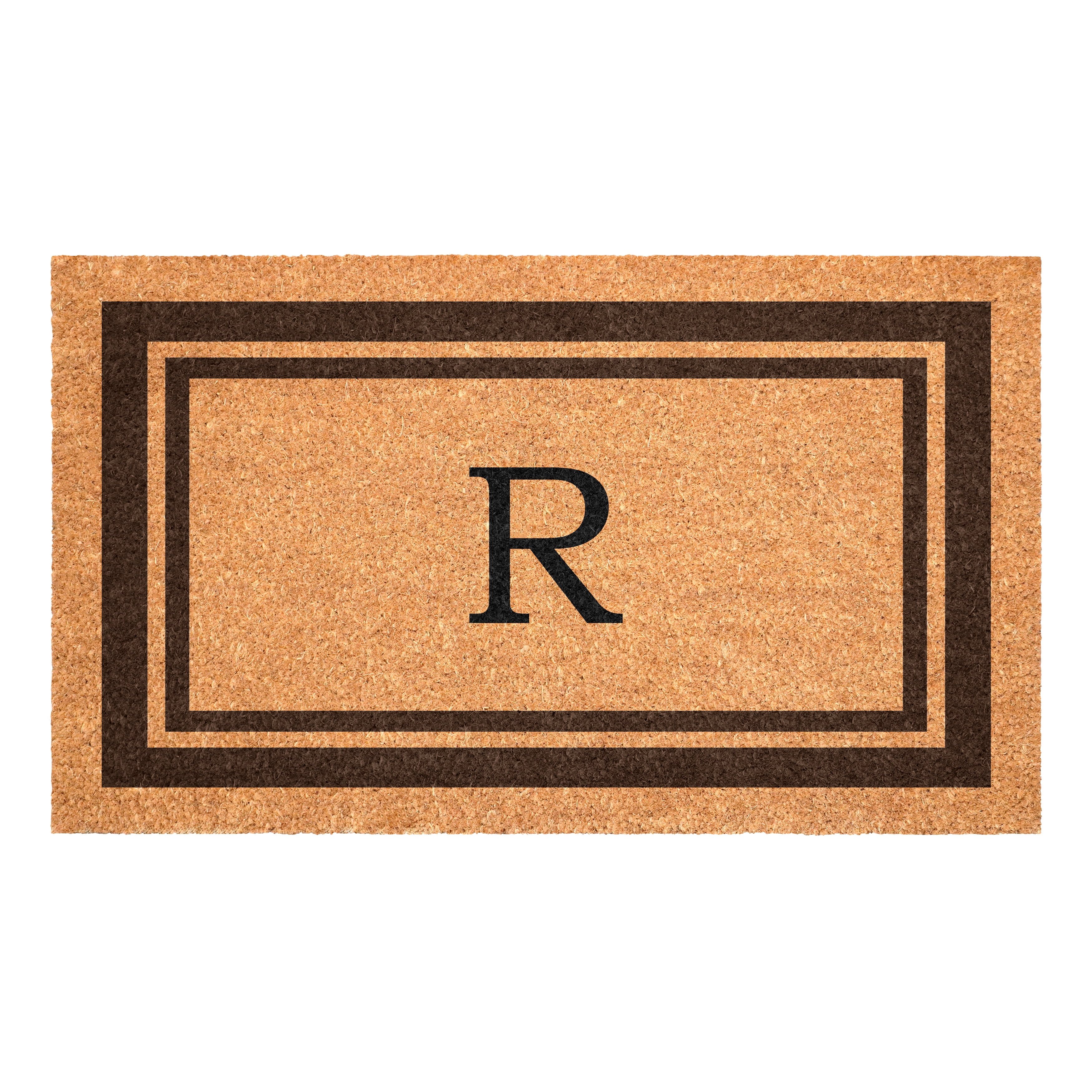 Brown Border Monogram Doormat (Letter R)