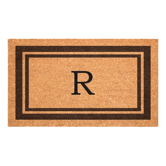 Brown Border Monogram Doormat (Letter R)
