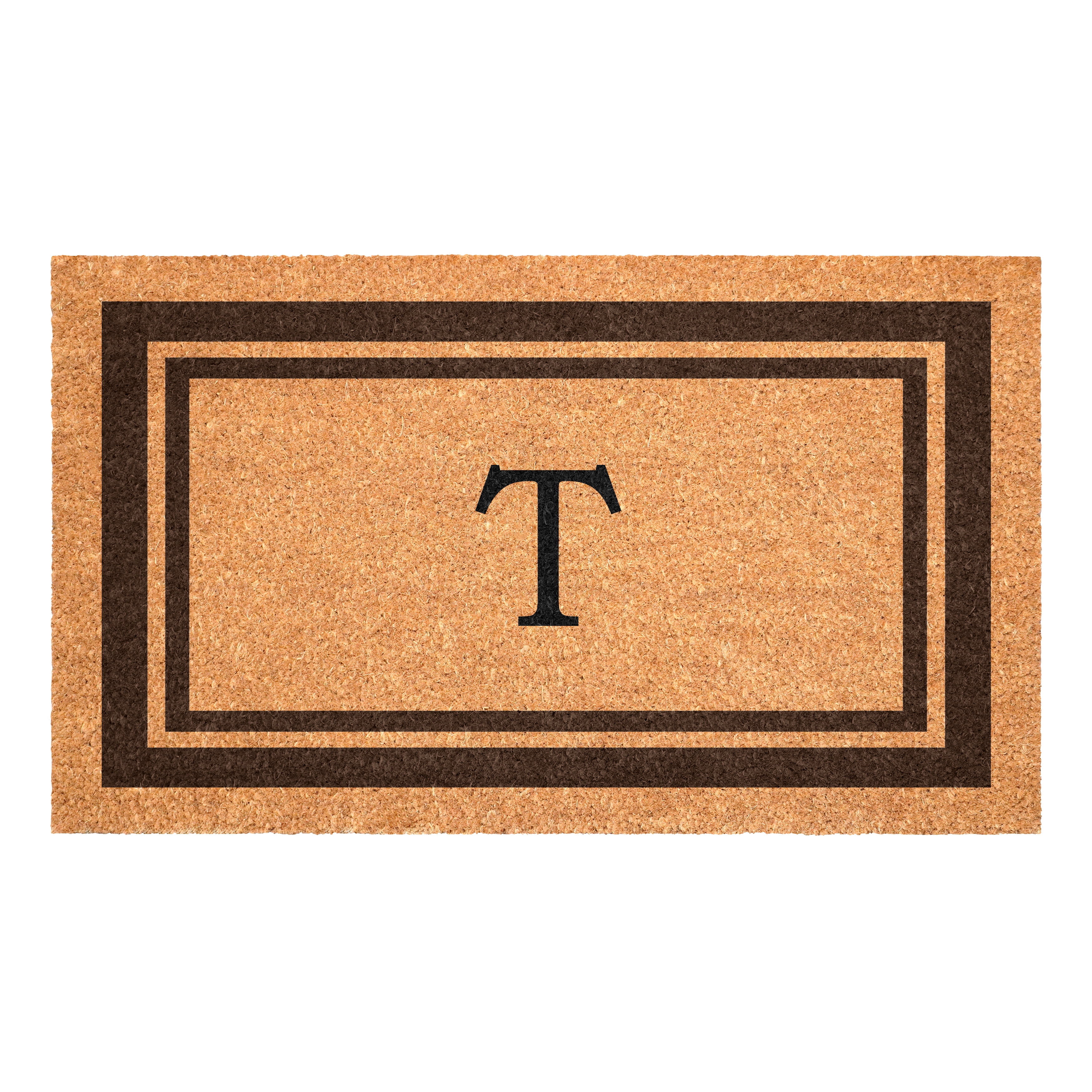 Brown Border Monogram Doormat (Letter T)