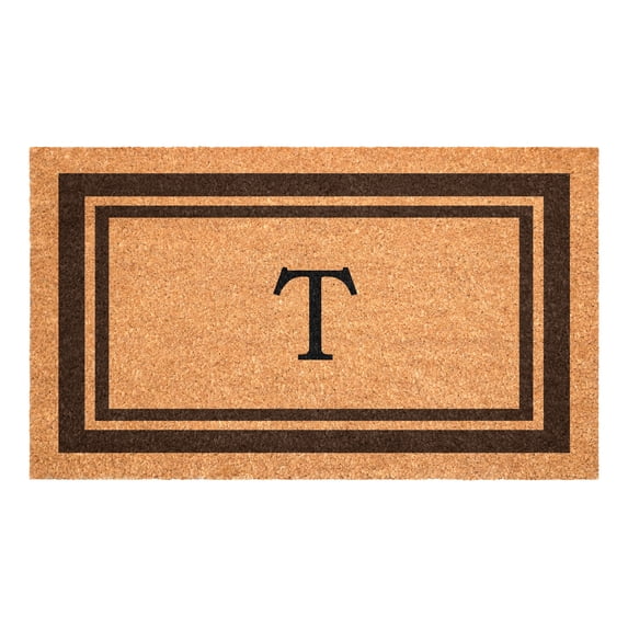 Brown Border Monogram Doormat (Letter T)