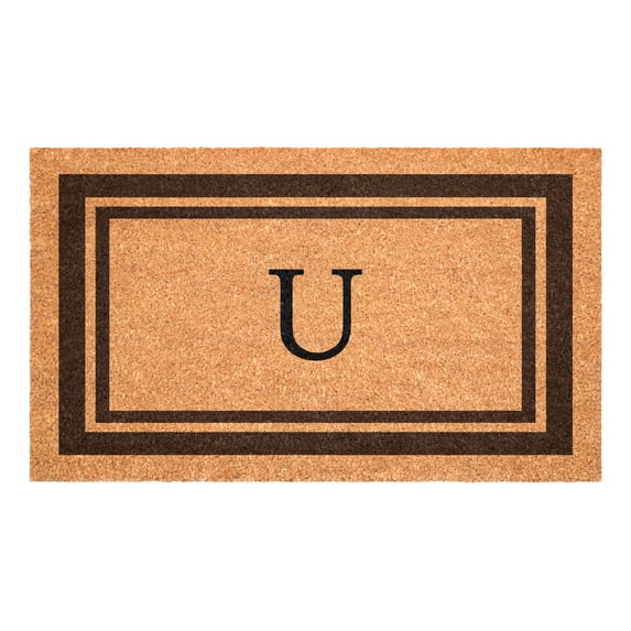 Brown Border Monogram Doormat (Letter U)