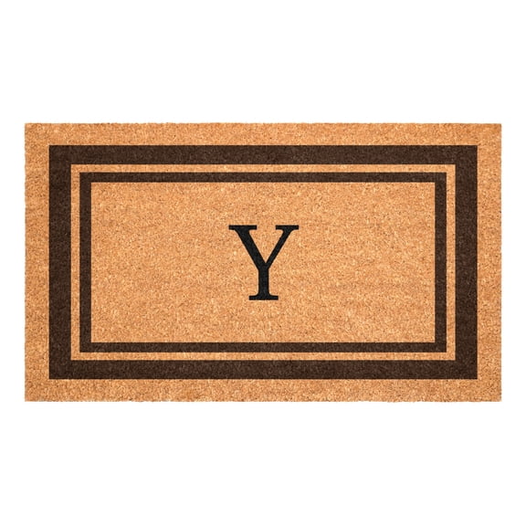 Brown Border Monogram Doormat (Letter Y)