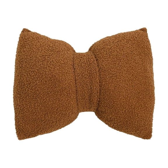 Brown Bow Pillow Brown Solid Color Sofa Cushion Lumbar Pillow 16X12 Inches Detachable Washable Cotton Linen Home Decor