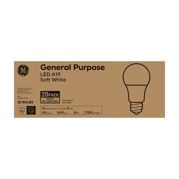Brown Box Soft White 60W A19 (20-Pack)