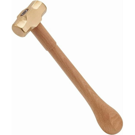 Brown Brass Sledge Hammer 25cm/9.8" Long Hammer Jewelry Making Hammers with Beech Wood Handle for Jewelry Craft Making