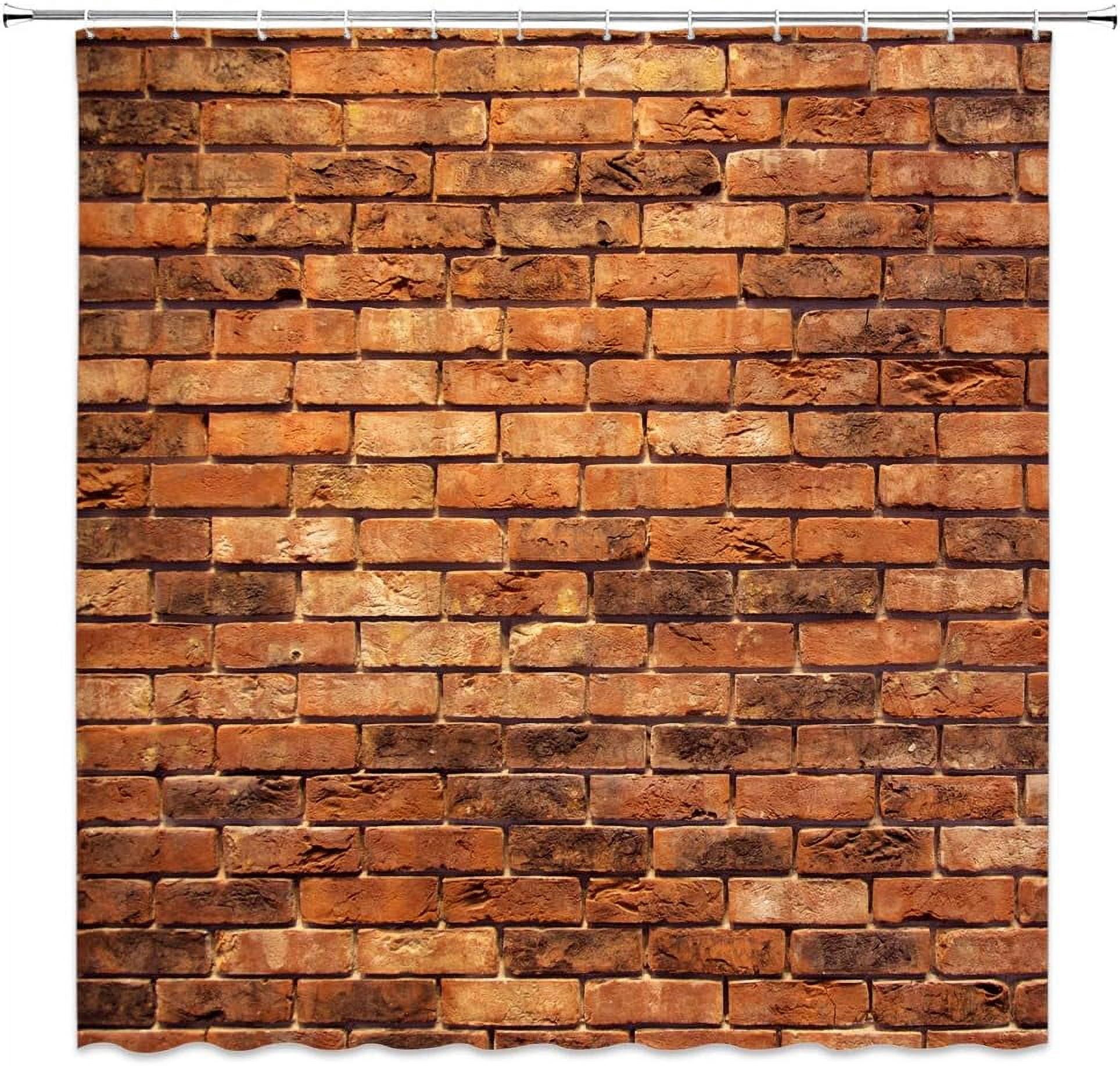 Brick Rcks Brown Brick Wall Shower Curtain Vintage Stone Brick Rocks Rustic ...