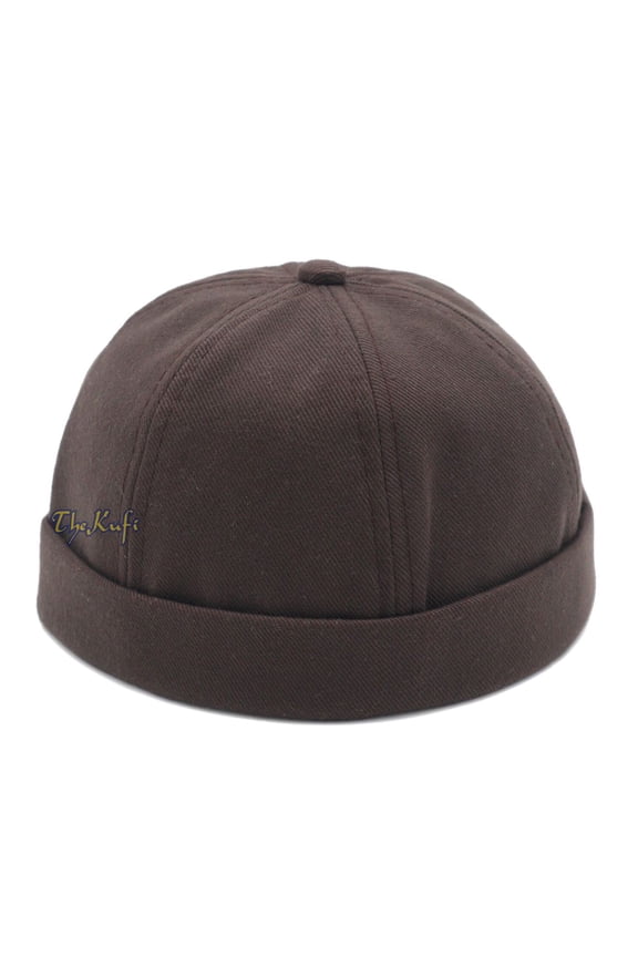 Brown Brimless Baseball Cap Adjustable Strap Velcro