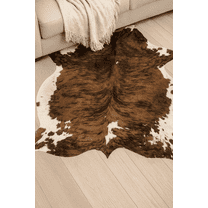 Genuine Leather Cowhide Brown Brindle Area Rug, 5x7 ft