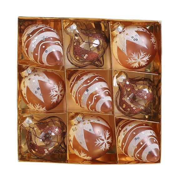 Brown Brown Christmas Ball Set 9 Pieces 8Cm Hanging Ornaments For Tree Wall Table Decor