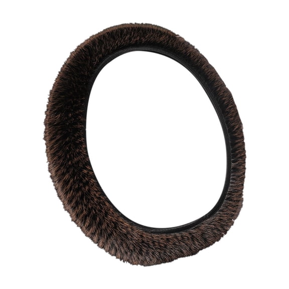 Brown Brown Fluffy Furry Steering Wheel Cover Winter Warm Plush Non-Slip Grip For Car Truck Universal Fit 14-15 Inches Diameter Easy Installation No Tools Needed 100% Polyester Material