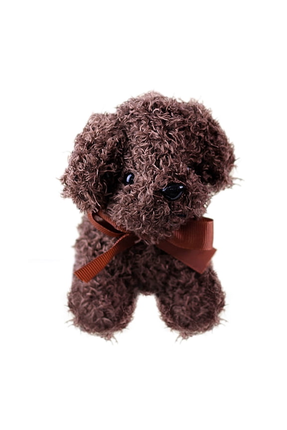 Brown Brown Simulation Dog Stuffed Toy 12Cm Key Chain Plush Poodle For Kids Decoration