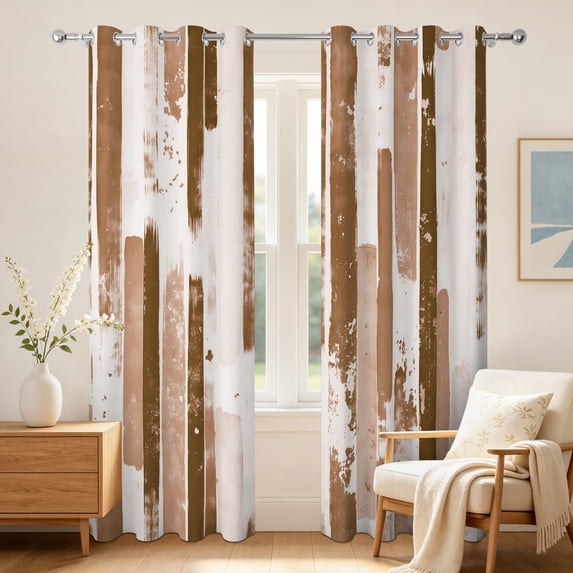Brown Brush Grommet Top Blackout Curtains,2 Panels,42x63 Inch,Room Darkening Window Drapes For Bedroom Living Room