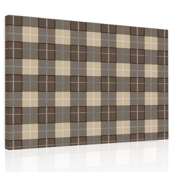 Brown Buffalo Canvas Print Wall Art, Lattice Wall Decor Modern Artwork Paintings Pictures for Living Room Framed and Stretched Ready to Hang, 16" x 20"