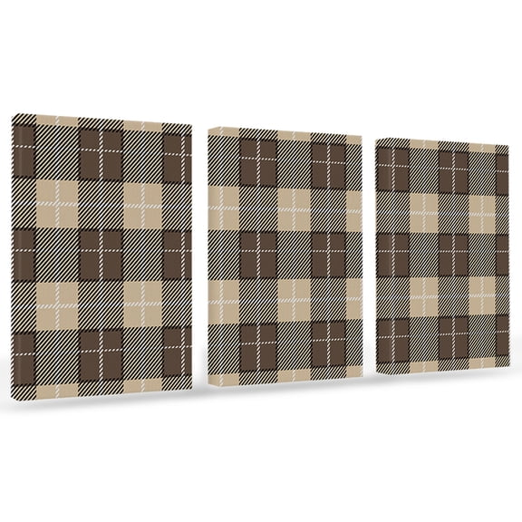 Brown Buffalo Canvas Wall Art 3 Panels, Lattice Framed Wall Decor Modern Artwork Prints Painting for Living Room, Bedroom, Kitchen & Cafe Decor 20" x 24"