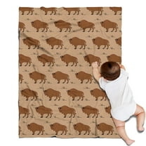 Brown Buffalo Pattern Blanket,Comfortable Soft Flannel Throw Blanket,All Season,Warm Lightweight Blankets for Sofa Bed Couch Living Room Chair,30"x40"