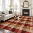 thumbnail image 1 of Brown Buffalo Plaid Area Rugs 5x7 ft Red Geometric Check Abstract Line Gradient Washable Rug Non Slip Indoor Carpet Absorbent Floor Mat for Living Room Bedroom Dining Room, 1 of 9