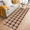 thumbnail image 1 of Brown Buffalo Plaid Washable Runner Rugs 2'x6', Geometric Check Abstract Line Gradient Low Pile Throw Entryway Rug Non-Slip Sturdy Edge Binding Carpet for Indoor Bedside Entrance Bedside, 1 of 9