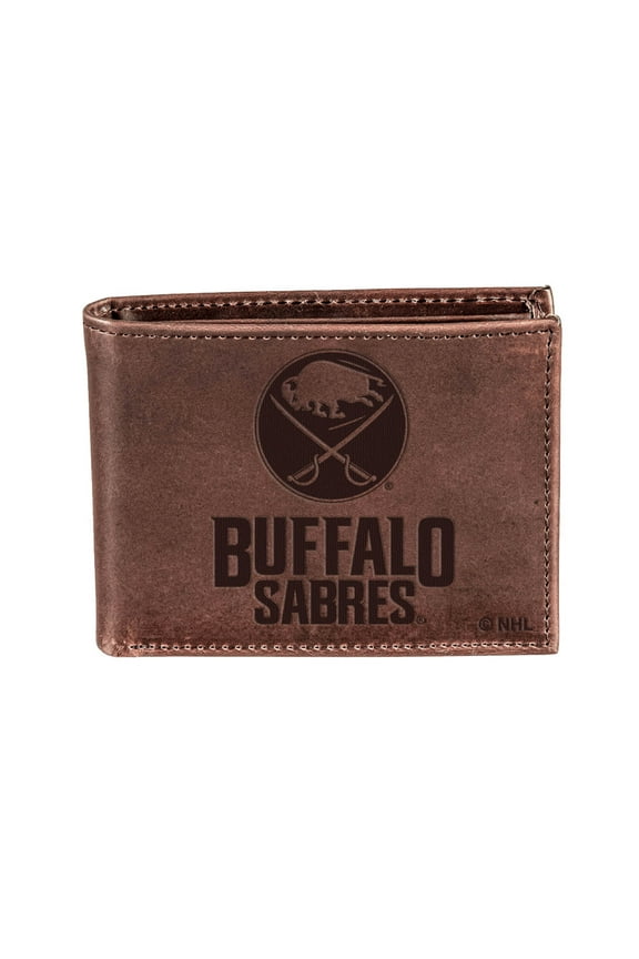 Brown Buffalo Sabres Bi-Fold Leather Wallet