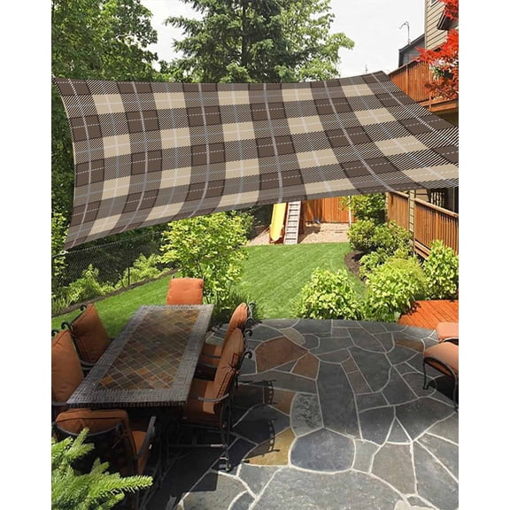 Brown Buffalo Waterproof Sun Shade Sail Lattice Outdoor Patio Sun Shades Canopy UV Block Waterproof Sunshade for Garden Backyard Deck Pergola 6.5x10 Ft