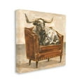 thumbnail image 1 of Brown Bull Resting in Orange Brown Chair Painting Animals & Insects Gallery-Wrapped Canvas Print Wall Art, 17x17, 1 of 6