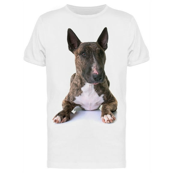 Brown Bull Terrier Laid Down T-Shirt Men -Image by Shutterstock, Male XX-Large