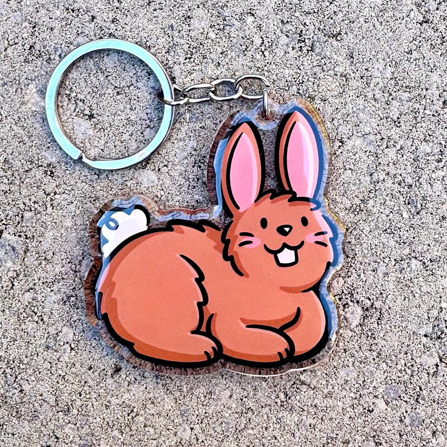 Brown Bunny Keychain | Cute Acrylic Keychain | Kawaii rabbit keychain ...