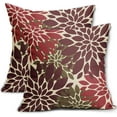 thumbnail image 1 of Brown Burgundy Red Pillow Covers 18x18 Set of 2 Modern Dahlia Floral Decorative Outdoor Pillowcases Geometric Art Flower Farmhouse Throw Cushion Case Decor for Couch Sofa Bed, 1 of 6