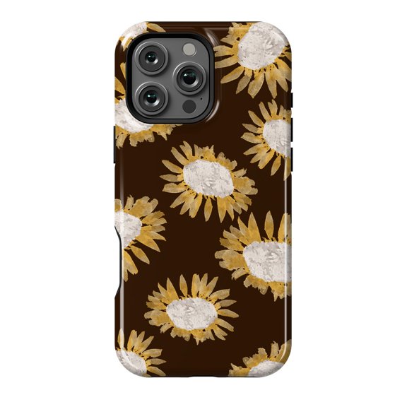Brown Button Flowers Art Phone Case for iPhone 11 12 13 14 15 16 17 Pro Max