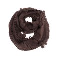 thumbnail image 1 of Brown Cable Knit Infinity Loop Scarf With Fringe, 1 of 2