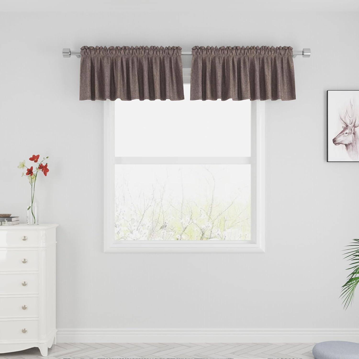 Brown Cafe Curtains Privacy Kitchen Tier Curtains Over Sink Linen