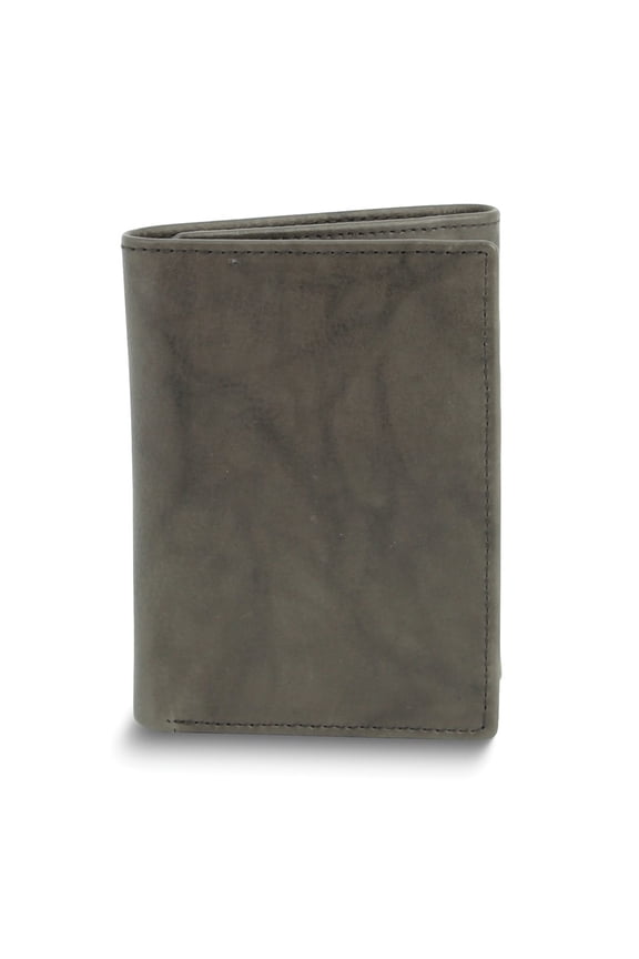 Brown Calf Skin Leather RFID Blocking 6-Slot Trifold Wallet with ID Window