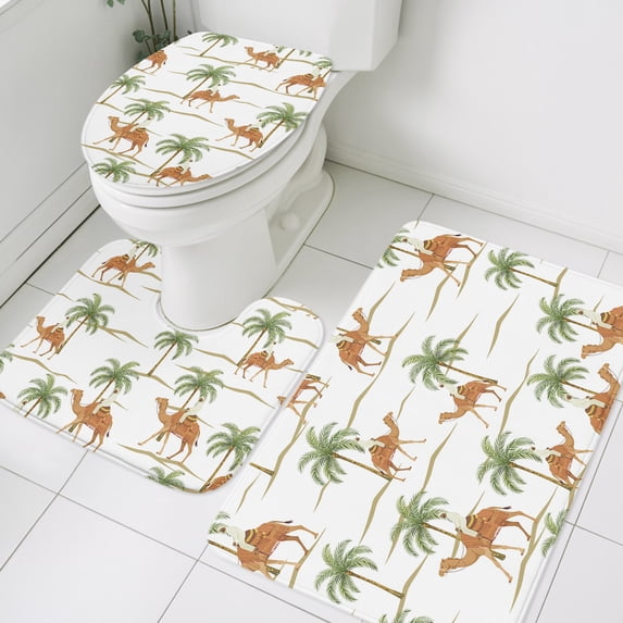 Brown Camels Bathroom Rugs Set Vintage Camels Date Coconut Tree Desert ...