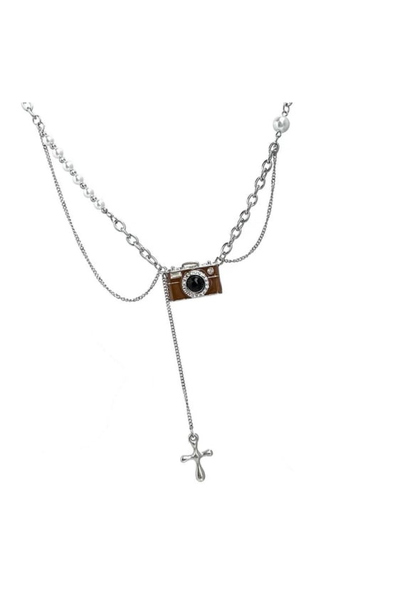 Brown Camera Necklace Adjustable Length Neckchain Unique Photography Lover Gift