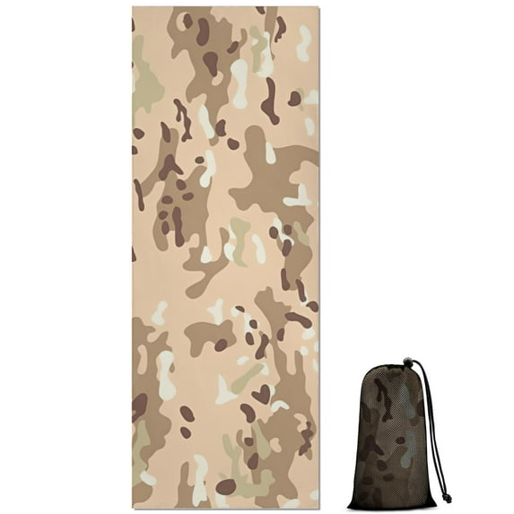Brown Camo Speckled Pattern Hot Yoga Mat Towel Non Slip for Hot Yoga - Quick-Drying Yoga Mat Cover with 4 Corner Pockets with Travel Bag - Hot Yoga Towel Non Slip 74"x26"
