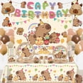 thumbnail image 1 of Brown Capybara Birthday Decorations, Disposable Plates and Party Supplies Set, Serves 25 Guests, 1 of 6
