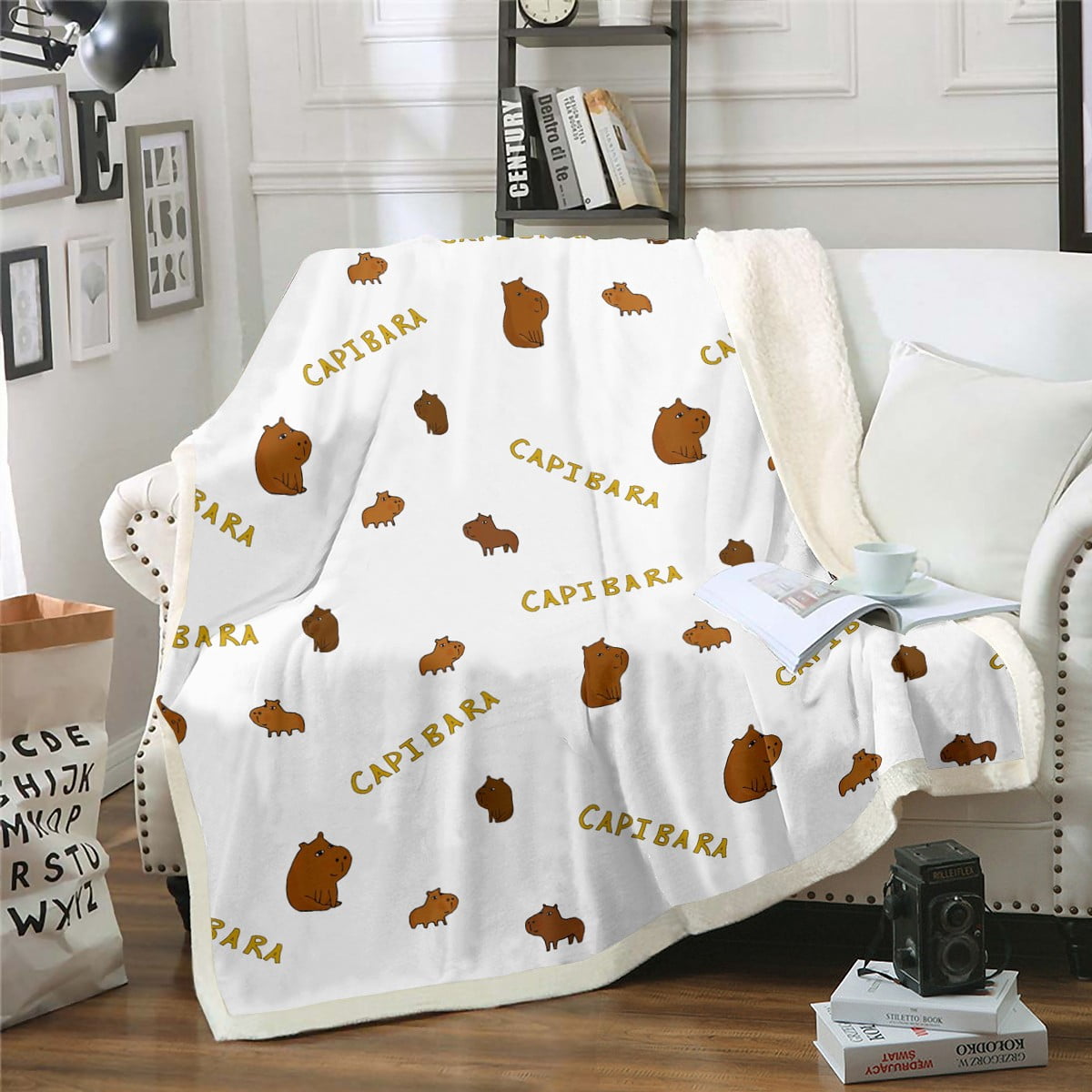 Cute Capybara Throw Blanket - Kawaii Animal Fleece Blanket, 50x60 Inches, Soft & Lightweight
