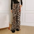 thumbnail image 1 of Brown Cargo Pants Women's Leopard Print and Red Wide Leg Pant with Pocket Woman Pants Clearance, 1 of 6